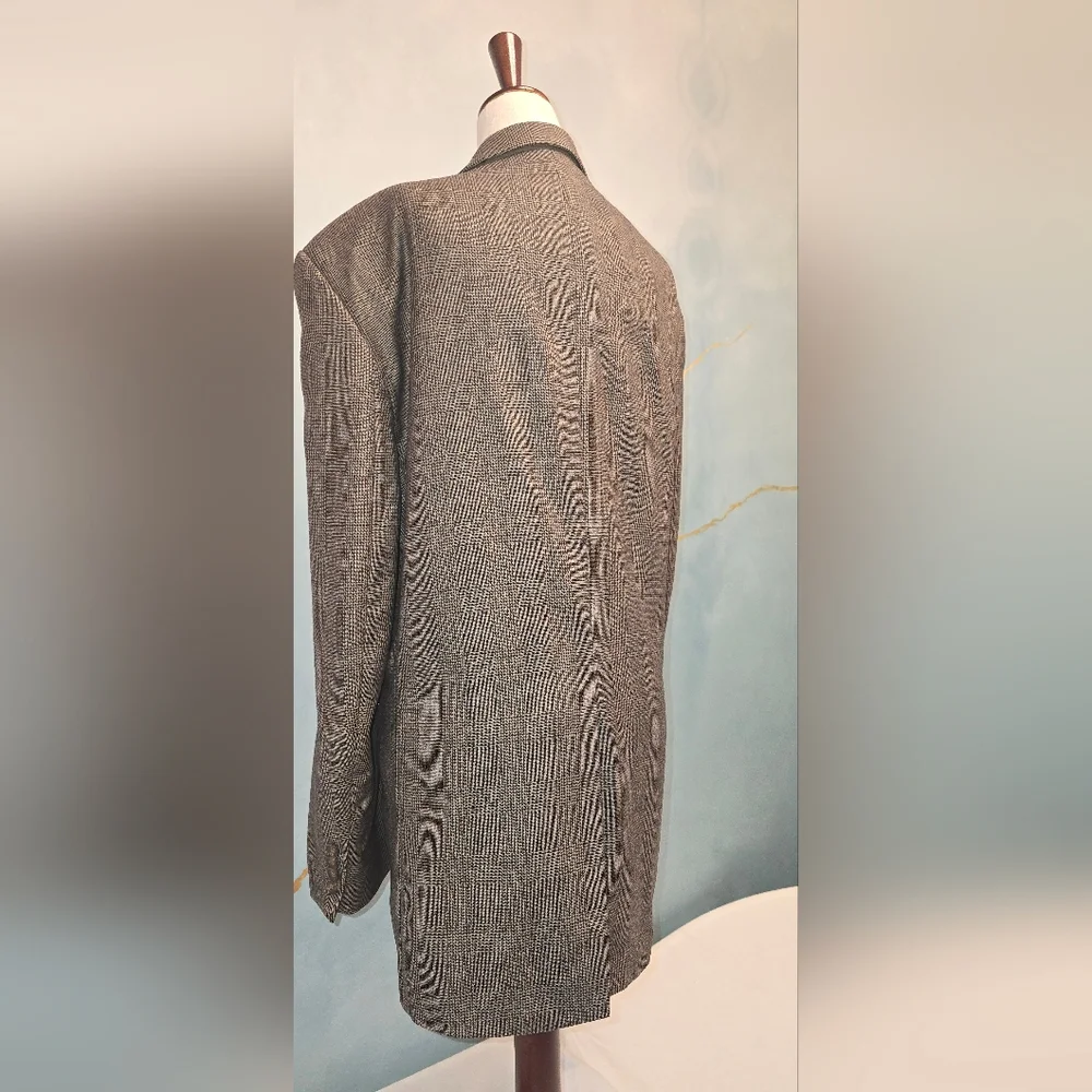 Vintage Chaps Ralph Lauren Men's Tan Brown Glen Check Plaid Blazer Jacket *42R